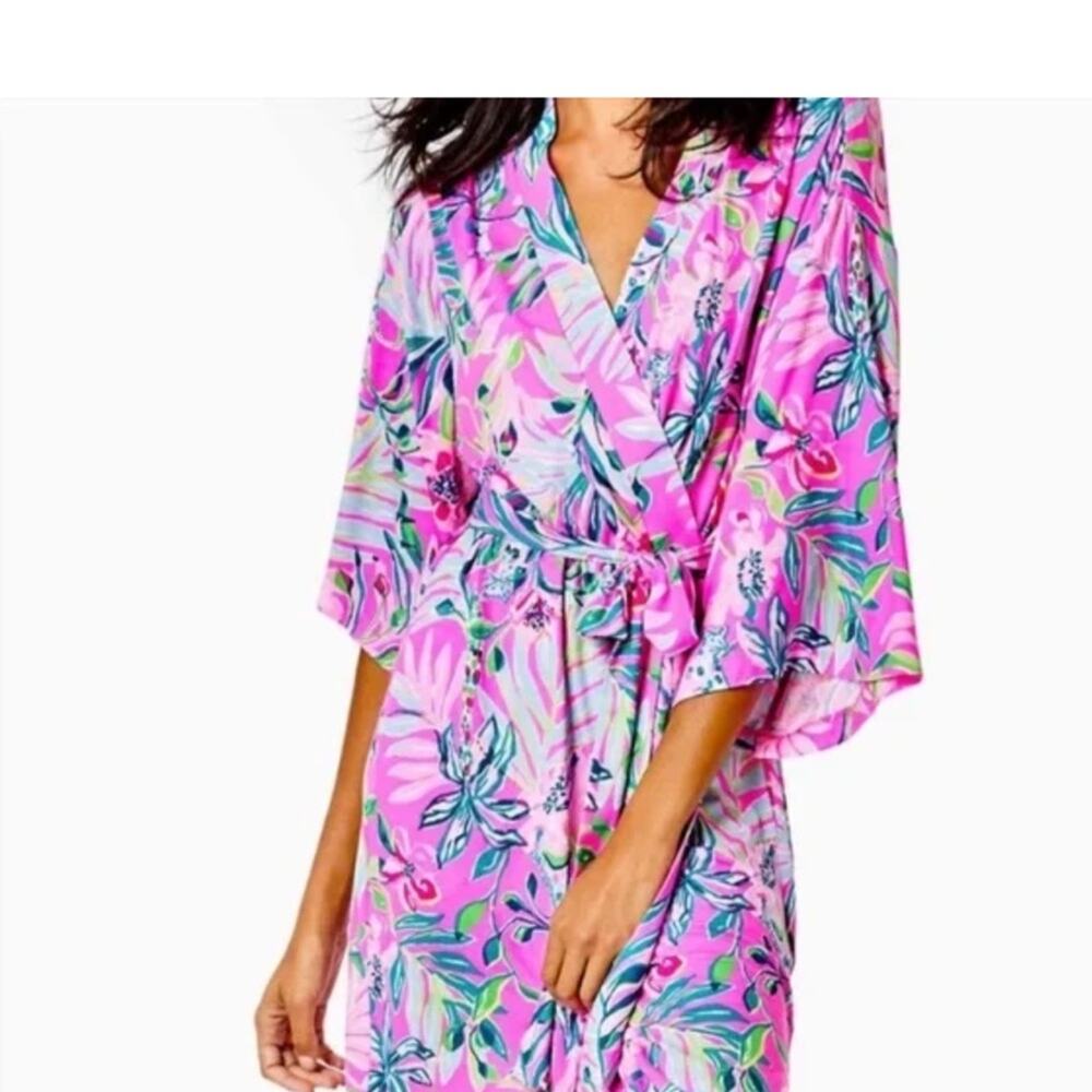 NWT Lilly Pulitzer Lucille Robe in I'm Feline Fine Rest and recharge XS XXS - Picture 10 of 12